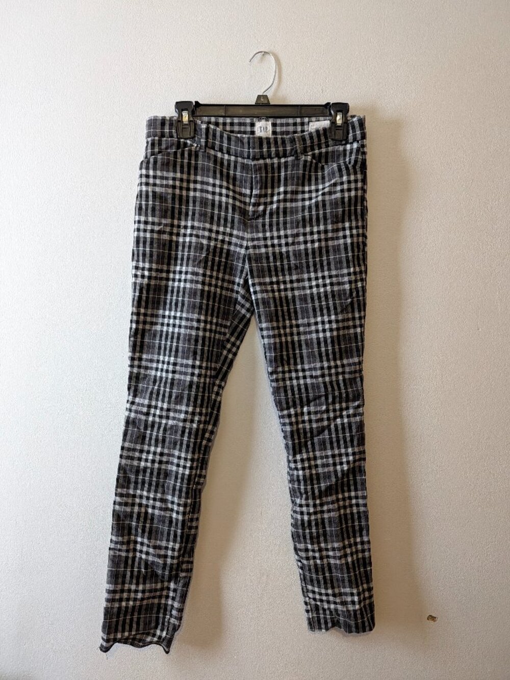 Gap Signature Skinny Ankle Pants Grey Black Plaid Stretch Trousers Size 6